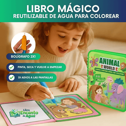 Libro Encanto de Agua™ | Libro Mágico Educativo Reutilizable para Niños 2x1