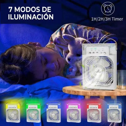 FROZTIA™ Ventilador Anti-Calor Inteligente (Eliminalo en minutos) – 3 en 1 Aire Frío, Humedad y Luz Ambiental