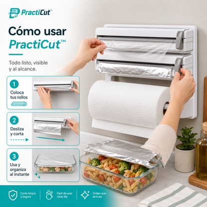 PractiCut™ – Organizador de cocina con doble cortador
